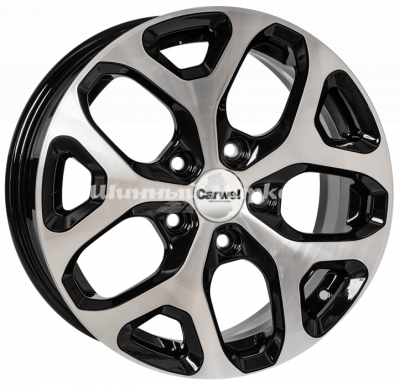 ДискCarwel Аль 174 (Jetta) 6.5JxR16 PCD5x114.3 ET50 DIA66.1, черный с полированными спицами