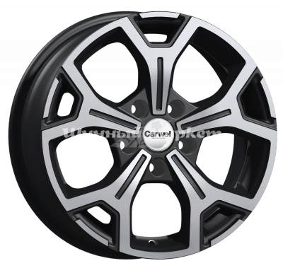 ДискCarwel Енисей 249 (Sportage) 6.5JxR16 PCD5x114.3 ET50 DIA66.1, черный с полированными спицами