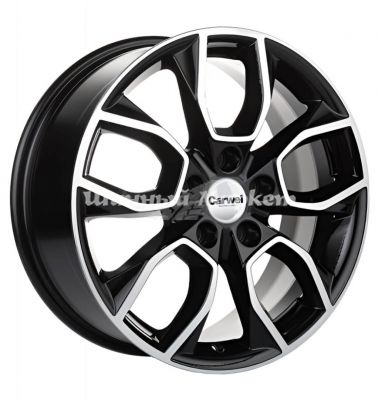 ДискCarwel Ханга 1713 (Karoq/Tiguan) 7JxR17 PCD5x114.3 ET47 DIA67.1, Чёрный глянцевый с полированной лицевой частью