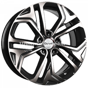 ДискCarwel Иткуль 205 (Tiggo 8) 7.5JxR18 PCD5x114.3 ET38 DIA67.1, черный с полированными спицами