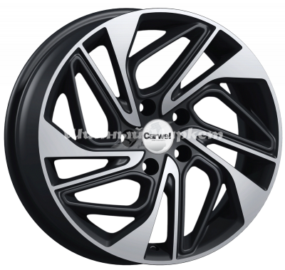 ДискCarwel Калкан 206 (Tiguan) 7JxR17 PCD5x114.3 ET51 DIA67.1, черный с полированными спицами