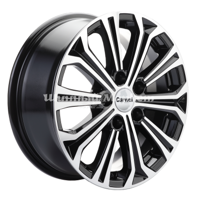 ДискCarwel Кудро 1610 (Optima) 6.5JxR16 PCD5x114.3 ET43 DIA67.1, Чёрный глянцевый с полированной лицевой частью