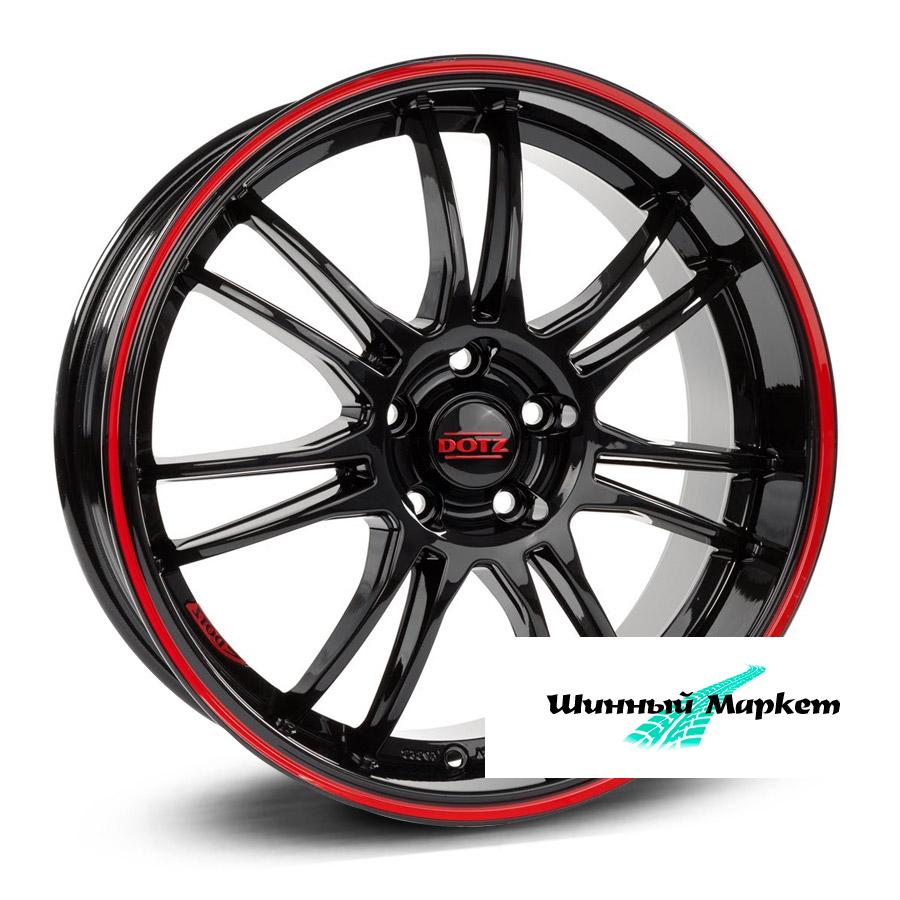 ДискDotz Shift 8JxR19 PCD5x112 ET45 DIA70.1, черный с красной полосой по ободу