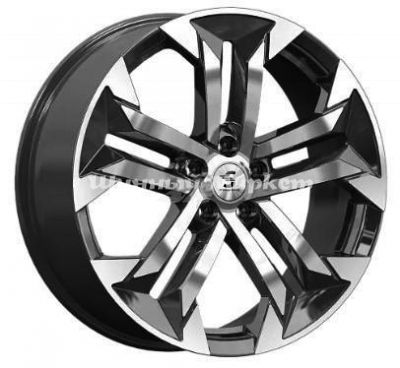 ДискКиК КР015 7.5JxR19 PCD5x108 ET36 DIA65.1, Чёрный глянцевый с полированной лицевой частью