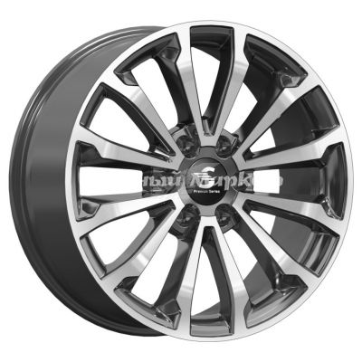 ДискКиК Premium КР006 (20_Land Cruiser Prado) 8.5JxR20 PCD6x139.7 ET25 DIA106.1, Чёрно-серый с полированной лицевой частью