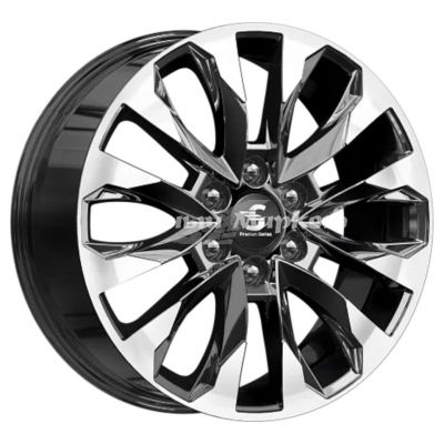 ДискКиК Premium КР007 (20_Pajero Sport) 8JxR20 PCD6x139.7 ET38 DIA67.1, Чёрный глянцевый с полированной лицевой частью