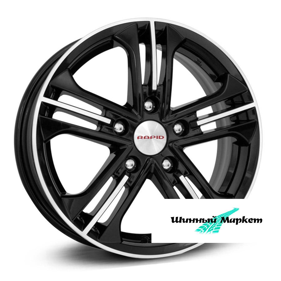 ДискКиК Trinity 6.5JxR16 PCD5x114.3 ET35 DIA67.1, черный с полированной лицевой стороной