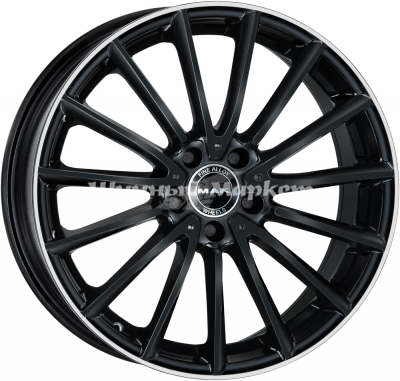 ДискMAK Komet 8JxR19 PCD5x112 ET38 DIA66.6, Блестящий чёрный с зеркальным кольцом