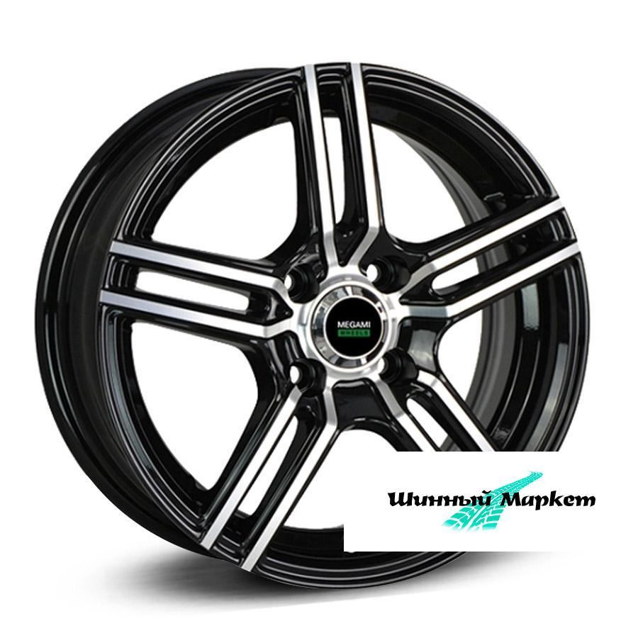 ДискMegami Mgm-1 6JxR15 PCD5x100 ET50 DIA60.1, черный с полированной лицевой стороной