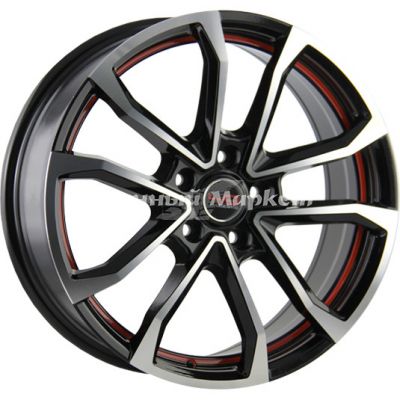 ДискLegeArtis concept-gn512 6.5JxR15 PCD5x105 ET39 DIA56.6, черный с полированной лицевой частью и красной полосой по ободу