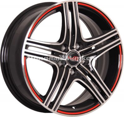 ДискLegeArtis concept-gn526 6.5JxR15 PCD5x105 ET39 DIA56.6, черный с полированной лицевой частью и красной полосой по ободу