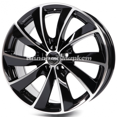 ДискRial Lugano 7.5JxR17 PCD5x100 ET36 DIA63.3, Чёрный глянцевый с полированной лицевой частью