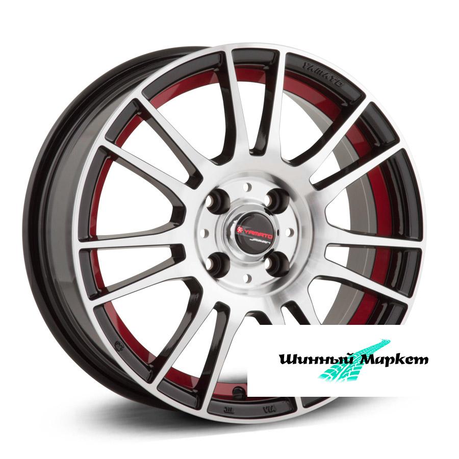 ДискYamato Tiguma 7JxR16 PCD5x114.3 ET50 DIA67.1, черный с полированной лицевой поверхностью с красной внутренней полкой